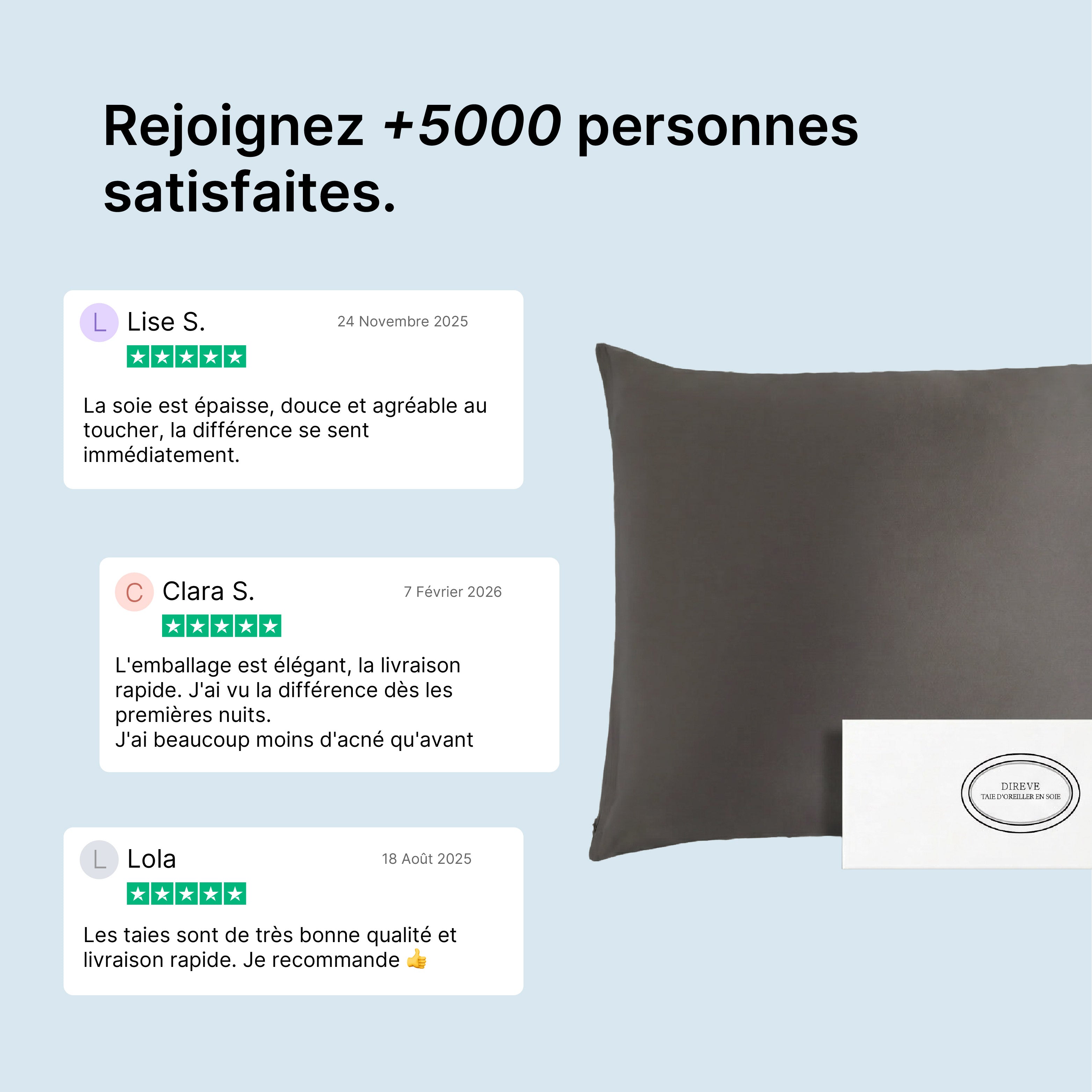 Taie d'oreiller en Pure Soie de Mûrier