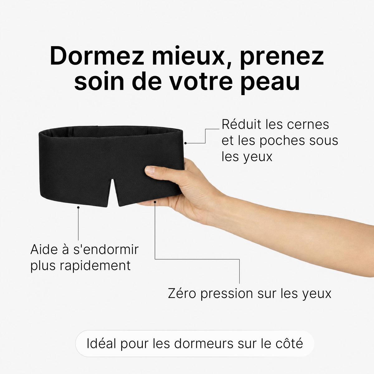Masque de Nuit en 100% Pure Soie de Mûrier